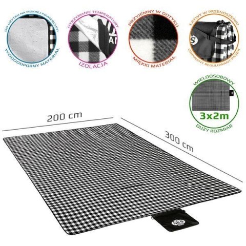 NILS CAMP NC2310 KOC PIKNIKOWY BIAŁO-CZARNY 300x200 CM PE + ALU NILS CAMP