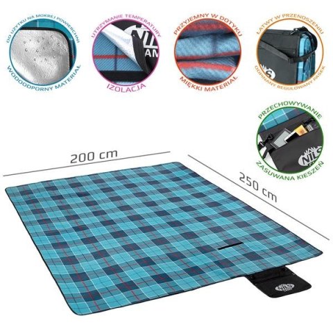 NILS CAMP NC8002 KOC PIKNIKOWY KRATKA NIEBIESKI 250x200 PE ALU NILS CAMP