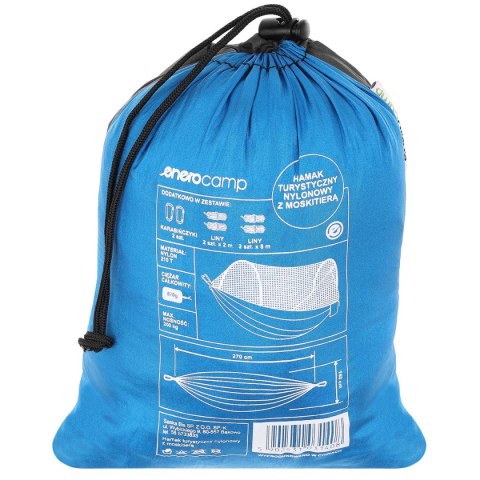 Royokamp HAMAK TURYSTYCZNY 2 OSOBOWY 270X140CM Z MOSKITIERĄ NIEBIESKI