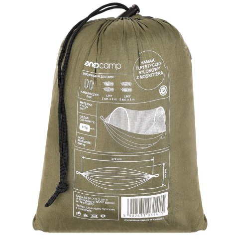 Royokamp HAMAK TURYSTYCZNY 2 OSOBOWY 270X140CM Z MOSKITIERĄ ZIELONY
