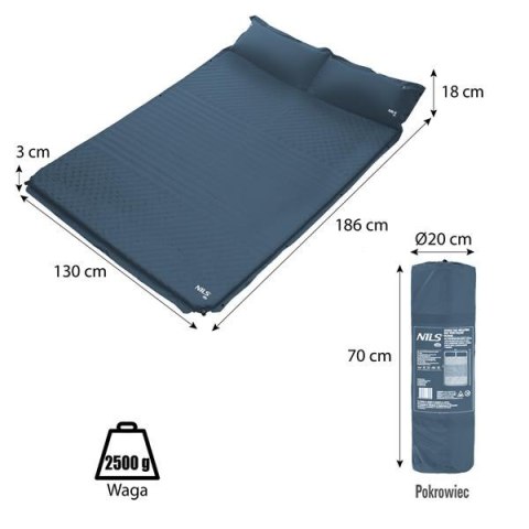 NILS CAMP NC4060 ANTRACYT MATA SAMOPOMPUJĄCA DWUOSOBOWA Z PODUSZKĄ NILS CAMP