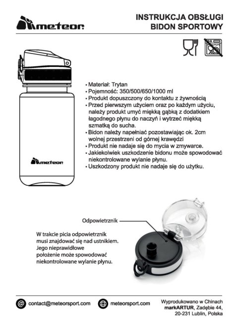 Meteor Bidon sportowy Meteor 1000 ml szary