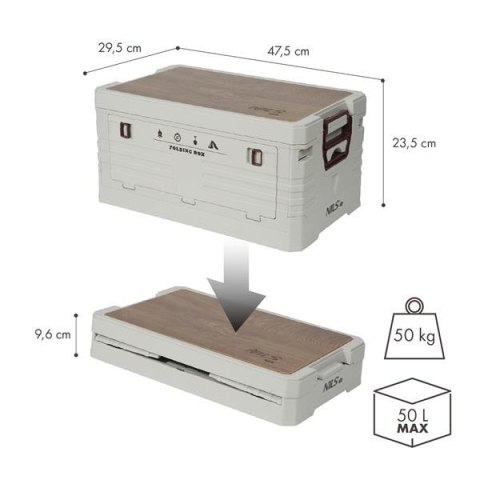 NILS CAMP NCB4002 SKŁADANA SKRZYNIA KEMPINGOWA Z FUNKCJĄ STOŁU 2W1 50L NILS CAMP