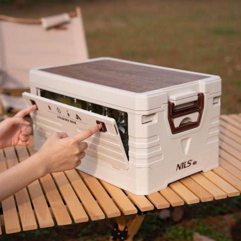 NILS CAMP NCB4002 SKŁADANA SKRZYNIA KEMPINGOWA Z FUNKCJĄ STOŁU 2W1 50L NILS CAMP