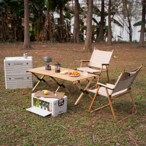 NILS CAMP NCB4002 SKŁADANA SKRZYNIA KEMPINGOWA Z FUNKCJĄ STOŁU 2W1 50L NILS CAMP