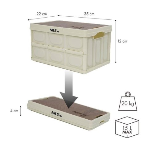 NILS CAMP NCB4007 SKŁADANA SKRZYNIA KEMPINGOWA BIAŁA Z FUNKCJĄ STOŁU 2W1 15L NILS CAMP