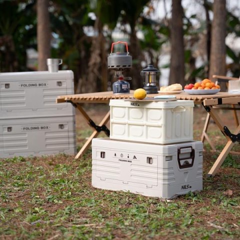 NILS CAMP NCB4007 SKŁADANA SKRZYNIA KEMPINGOWA BIAŁA Z FUNKCJĄ STOŁU 2W1 15L NILS CAMP