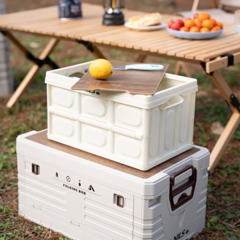 NILS CAMP NCB4007 SKŁADANA SKRZYNIA KEMPINGOWA BIAŁA Z FUNKCJĄ STOŁU 2W1 15L NILS CAMP