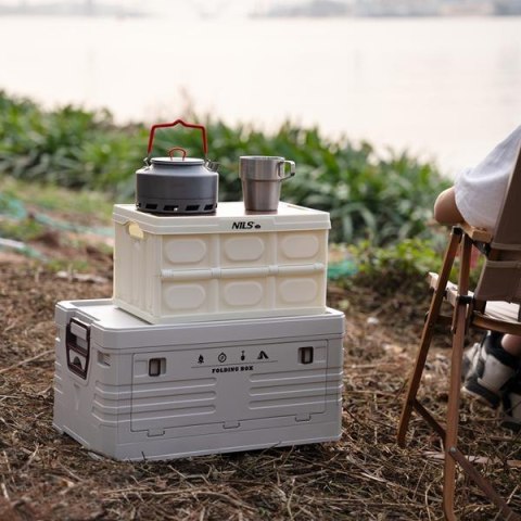 NILS CAMP NCB4007 SKŁADANA SKRZYNIA KEMPINGOWA BIAŁA Z FUNKCJĄ STOŁU 2W1 15L NILS CAMP