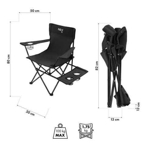 NILS CAMP NC3301 KRZESŁO TURYSTYCZNE CZARNE NILS CAMP