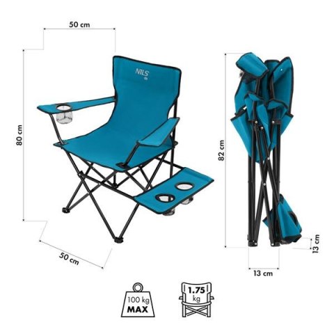 NILS CAMP NC3301 KRZESŁO TURYSTYCZNE NIEBIESKO-SZARE NILS CAMP