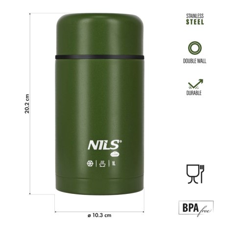 NILS CAMP NC3802 TERMOS OBIADOWY 1000ML ZIELONY NILS CAMP