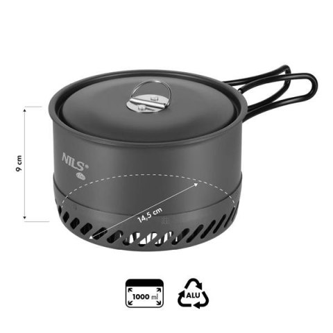NILS CAMP NC4203 GARNEK TURYSTYCZNY Z RADIATOREM ALUMINIOWY Z POKRYWĄ 1000ML NILS CAMP
