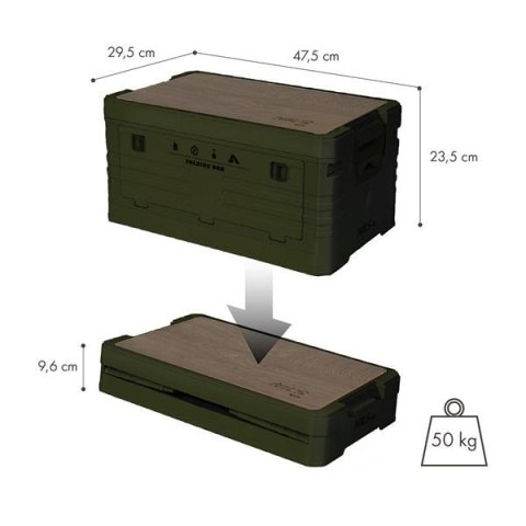 NILS CAMP NCB4002 SKŁADANA SKRZYNIA KEMPINGOWA Z FUNKCJĄ STOŁU 2W1 ZIELONA NILS CAMP