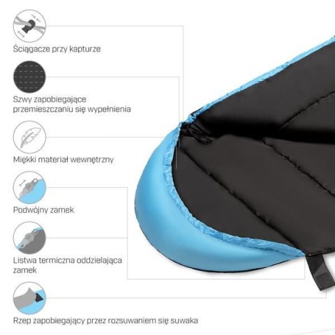 NILS CAMP NC2012 ŚPIWÓR CZARNO-NIEBIESKI 220 CM NILS CAMP