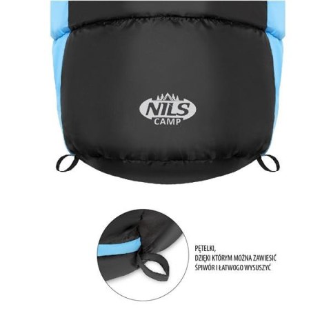NILS CAMP NC2012 ŚPIWÓR CZARNO-NIEBIESKI 220 CM NILS CAMP