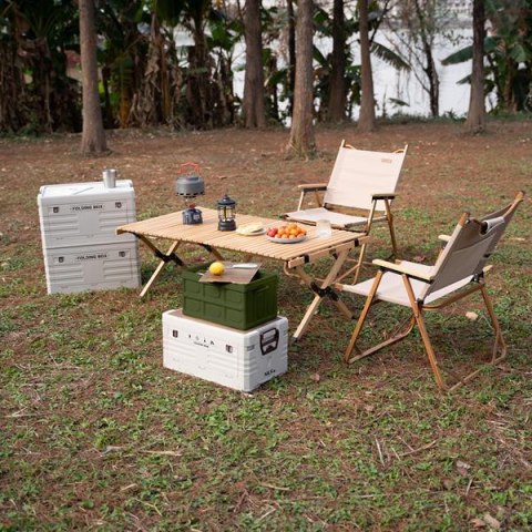 NILS CAMP NCB4007 SKŁADANA SKRZYNIA KEMPINGOWA ZIELONA Z FUNKCJĄ STOŁU 2W1 NILS CAMP