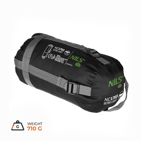 NILS CAMP NC1705 ŚPIWÓR ULTRA LIGHT CZARNO-ZIELONY NILS CAMP