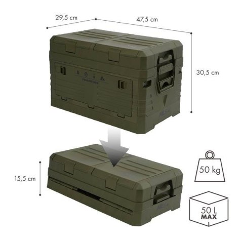 NILS CAMP NCB4003 SKŁADANA SKRZYNIA KEMPINGOWA Z POKRYWĄ ZIELONA 50L NILS CAMP