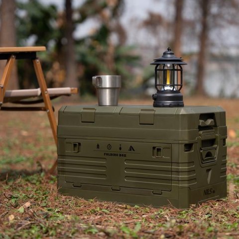 NILS CAMP NCB4003 SKŁADANA SKRZYNIA KEMPINGOWA Z POKRYWĄ ZIELONA 50L NILS CAMP