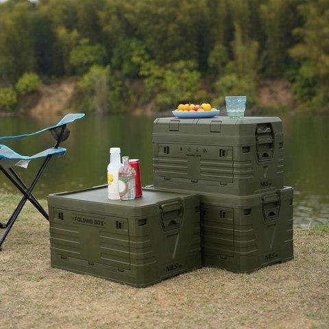 NILS CAMP NCB4003 SKŁADANA SKRZYNIA KEMPINGOWA Z POKRYWĄ ZIELONA 50L NILS CAMP