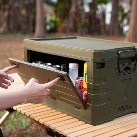 NILS CAMP NCB4004 SKŁADANA SKRZYNIA KEMPINGOWA Z POKRYWĄ ZIELONA 50L NILS CAMP