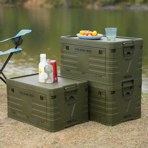 NILS CAMP NCB4004 SKŁADANA SKRZYNIA KEMPINGOWA Z POKRYWĄ ZIELONA 50L NILS CAMP