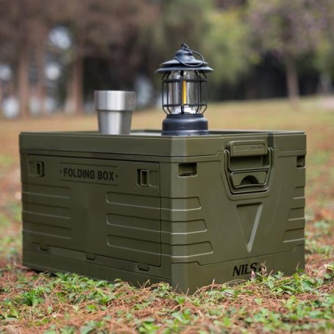 NILS CAMP NCB4004 SKŁADANA SKRZYNIA KEMPINGOWA Z POKRYWĄ ZIELONA 50L NILS CAMP